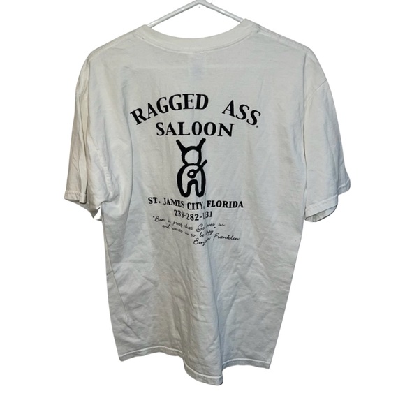 Ragged Ass Saloon Gildan White Short Sleeve Tee Classic Cotton Shirt L - Picture 1 of 8